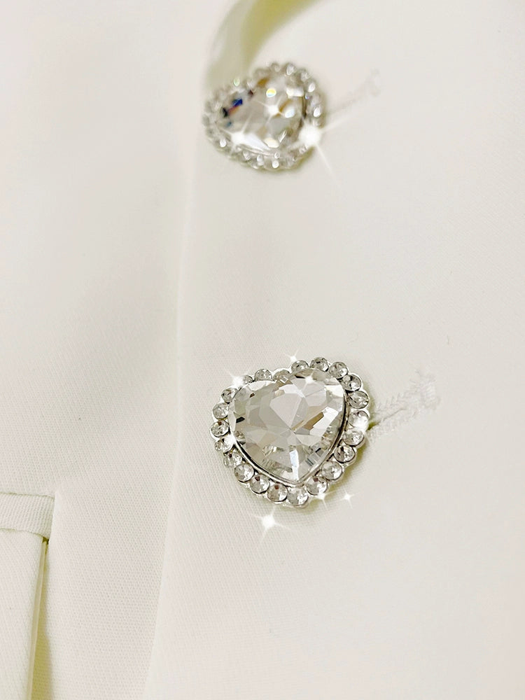 Loose Exquisite Rhinestone Elegant Slim Looking Mid-Length Suit