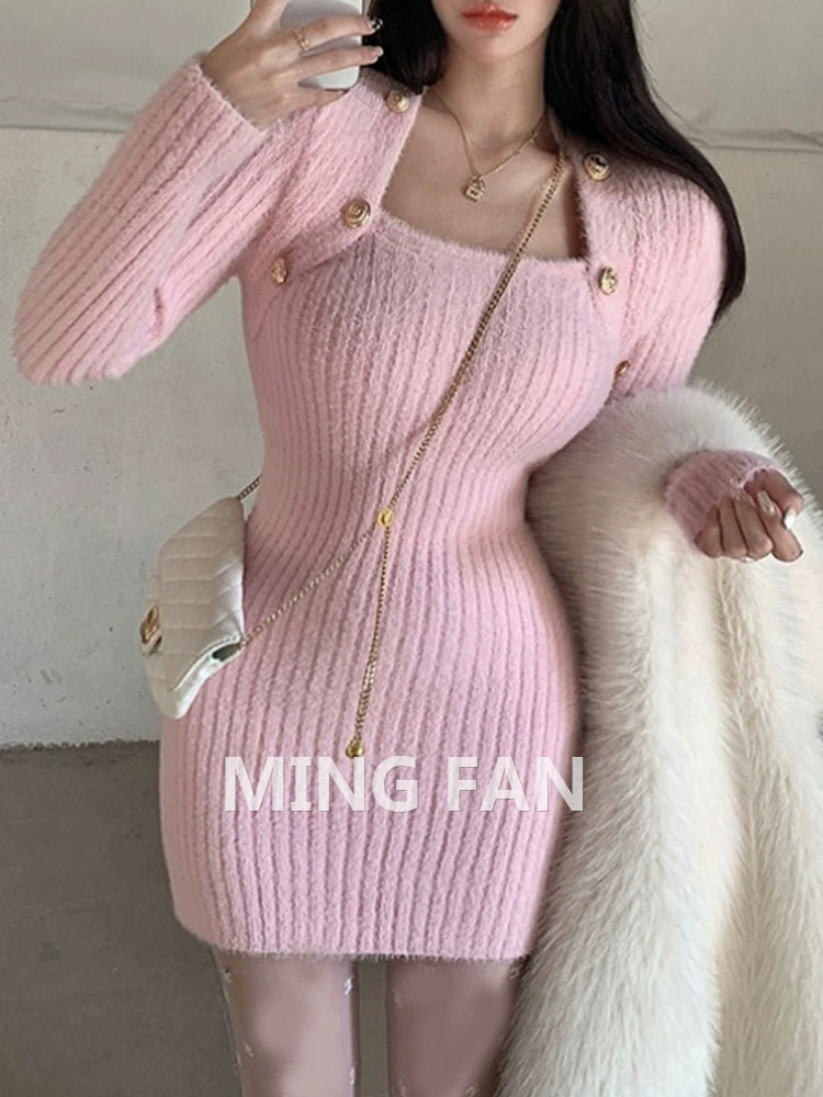 Women 'S Spring Black Inner Knitted A- line Woolen Skirt
