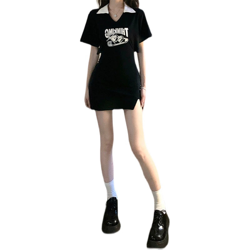 Polo Stylish Niche Midriff Outfit Hollow Dress