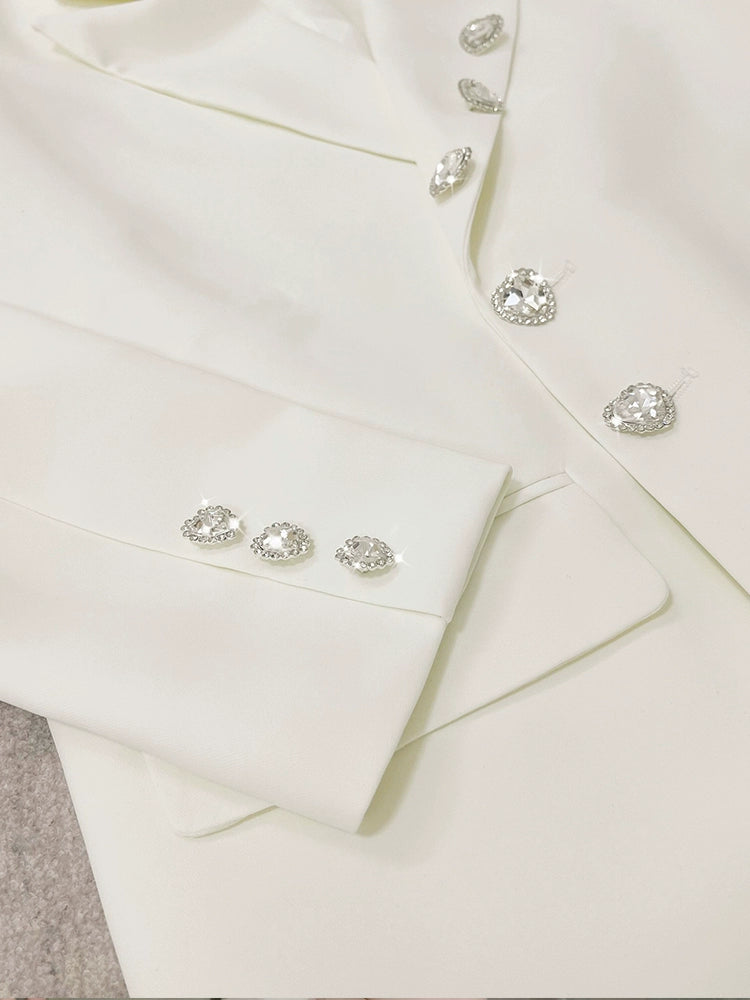 Loose Exquisite Rhinestone Elegant Slim Looking Mid-Length Suit