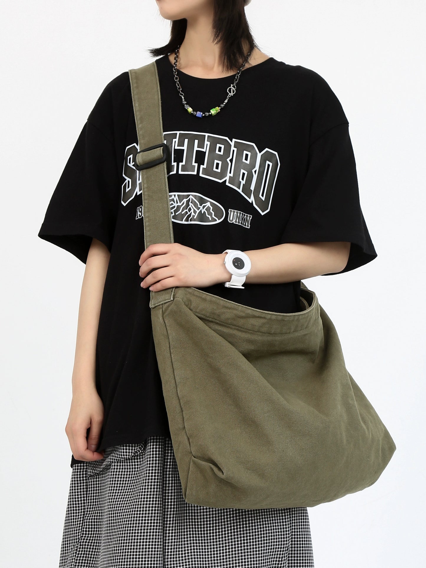Retro Large Capacity Canvas One-Shoulder Crossboby Bag Female Easy Matching Tote Bag Japanese Style with Zipper Artistic Backpack Male