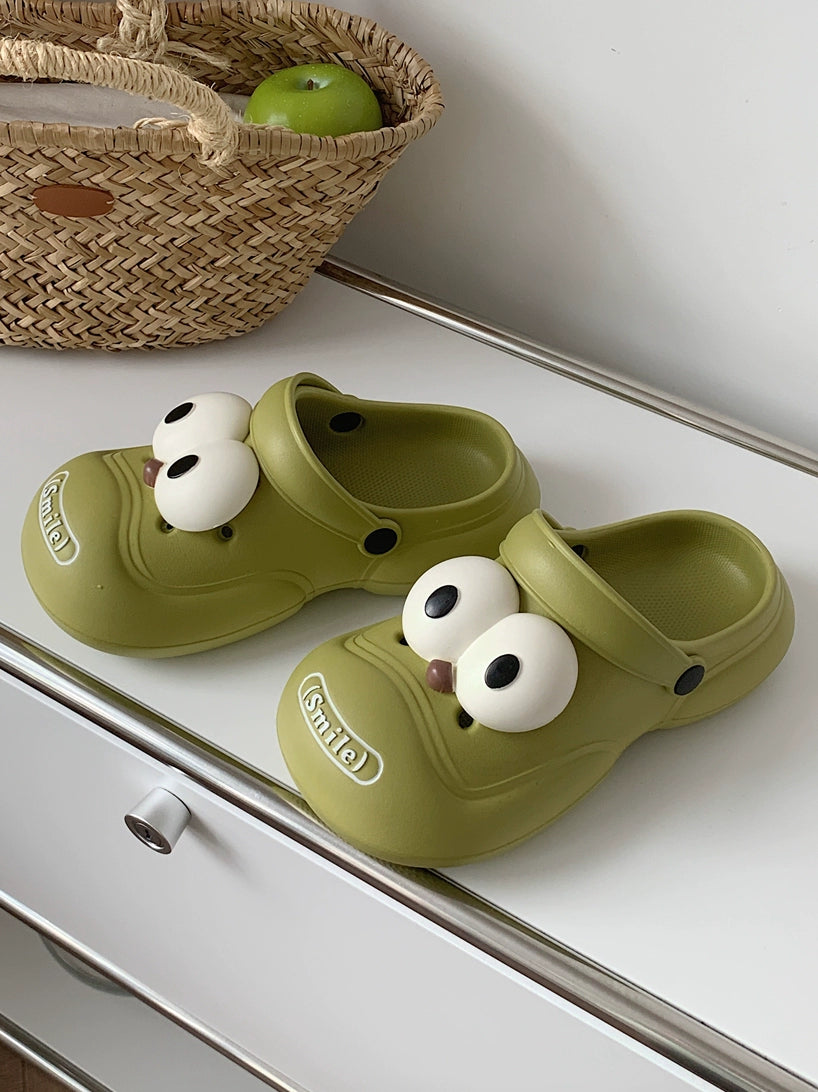 Thin Strip Funny Fun Big Eye DIY Hole Shoes Baby Boy and Girl Summer Outdoor Non-Slip Feeling of Walking on Shit Couples Sandals