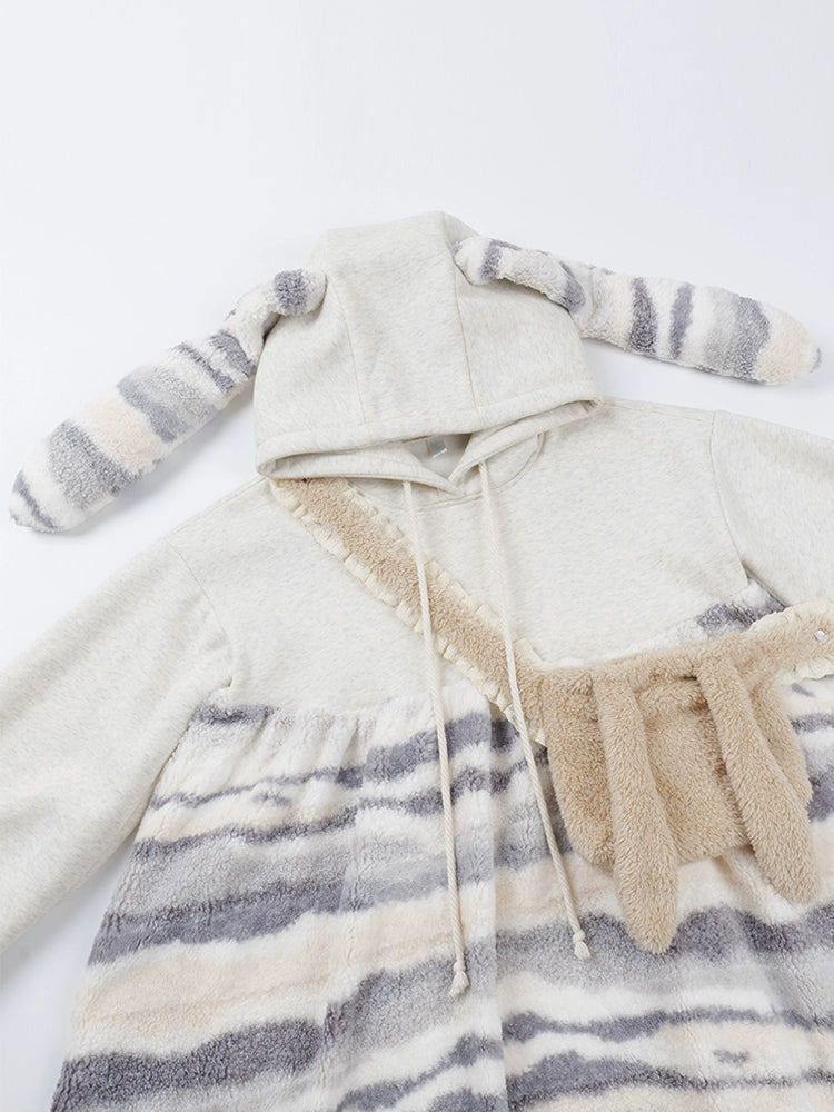 [Bulei Rabbit] Withpuji Original Design Sweet Cut Rabbit Ear Hooded Loose Op Send Small Bag for Spring