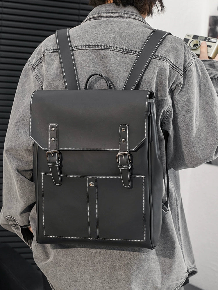 Casual Crazy Horse PU Leather Trendy Fashion Men's Backpack