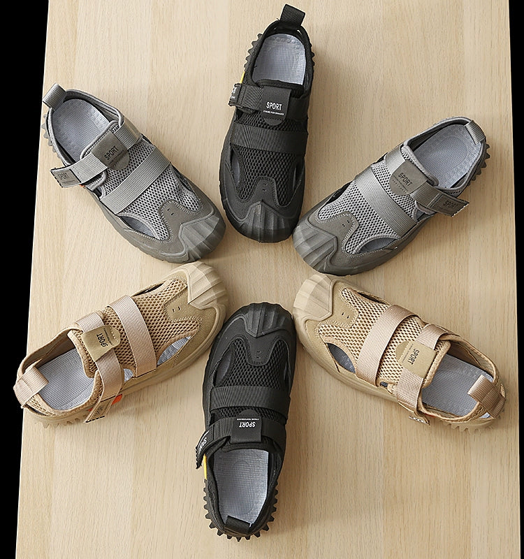 Comfortable Summer! Super Light Super Breathable Summer Outdoor Wading Comfortable Closed Toe Velcro Beach Shoes Sandals Men's Shoes