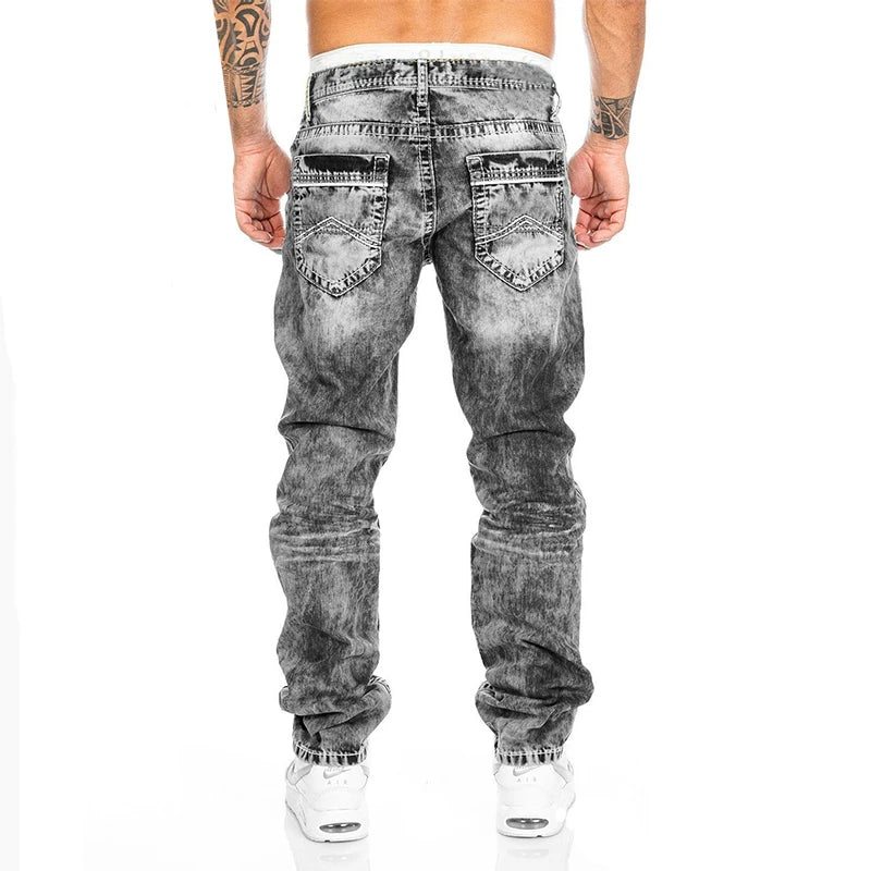 New Men's Jeans Fashion Classic Blue Black Premium Loose Wide Leg Pants Business Casual Brand Men's Pants Workwear Men джинсы
