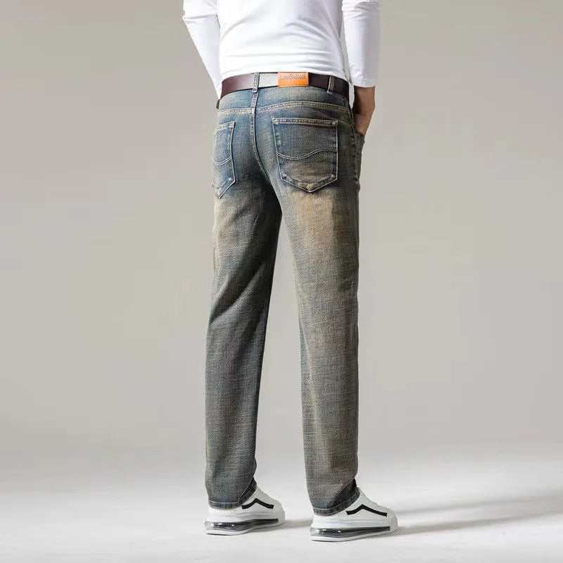 6 Colors Men's Retro Blue Jeans Four Season Classic Straight Slim Fit Denim Pants Brand Casual Trousers Overalls Men's Pants