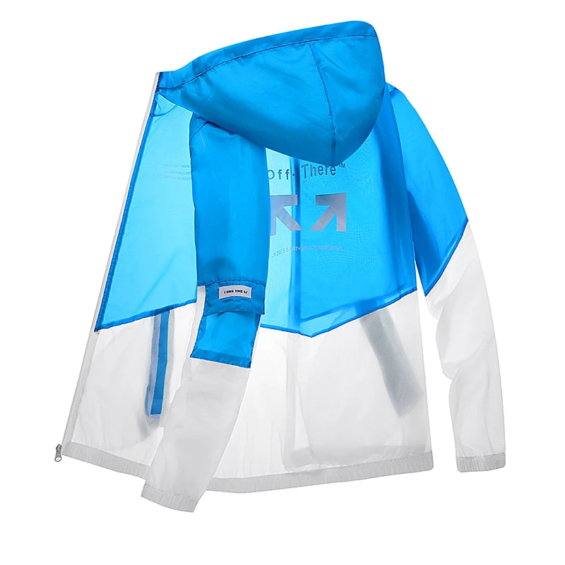2023 Men's Summer UV Protection Skin Coats Thin Windbreaker Sunscreen Men Zipper Hooded Breathable Jacket Fashion Male Clothes