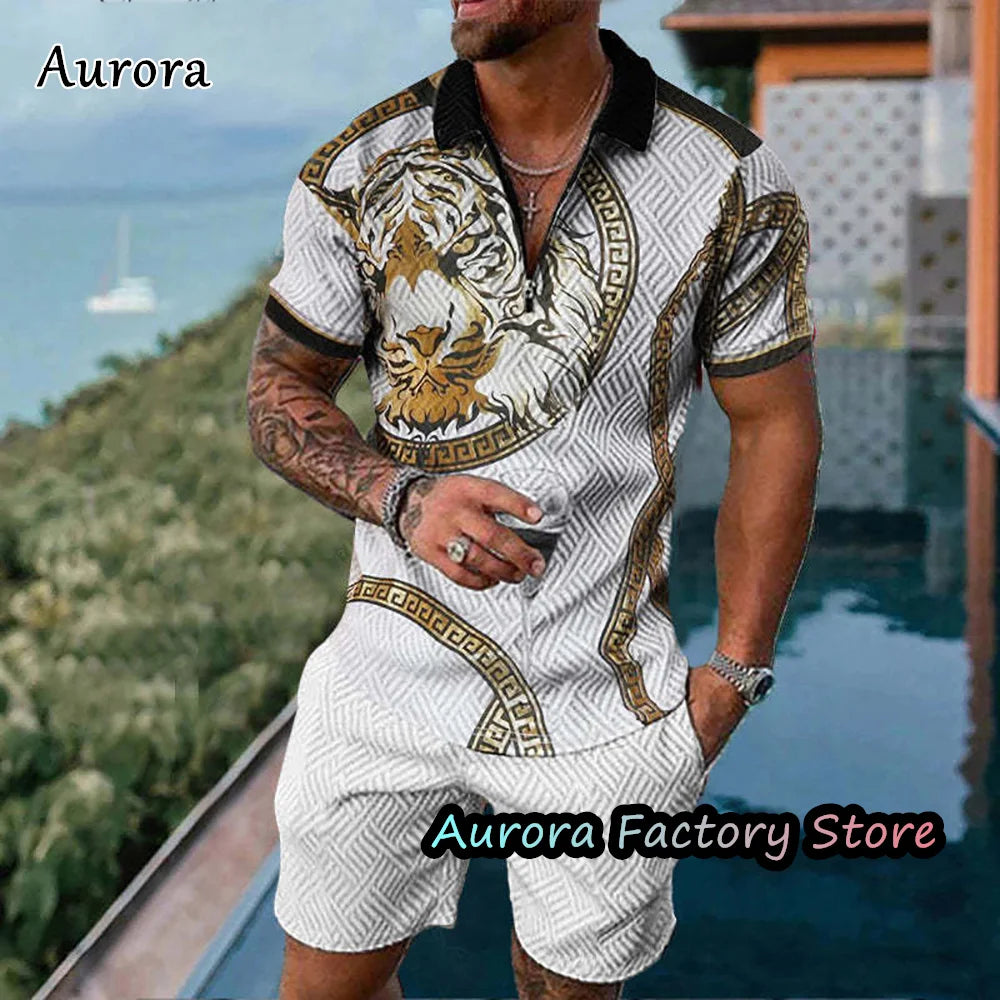 Luxury Men's Polo Set Summer Vintage Tracksuit Casual Stylish Outfit Male Polo Shirt Suit Hawaii Style Clothing New Streetwear