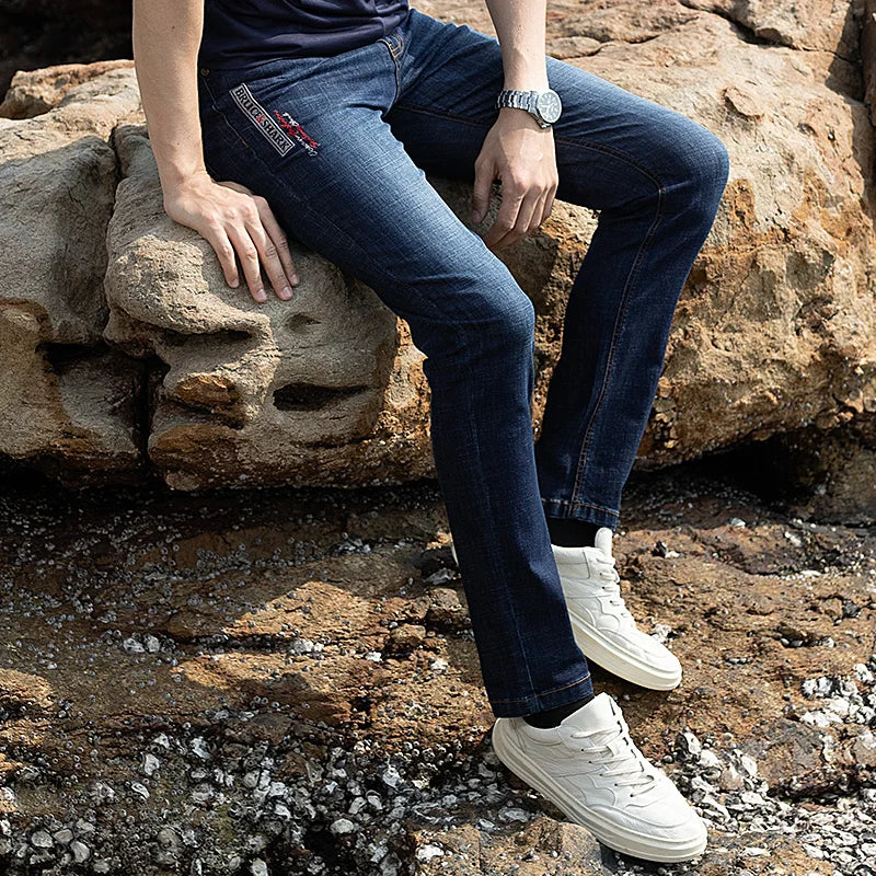 Bruce&Shark New Summer Men Jeans Stretch Cotton Straight Style Casual  Fashion Denim Jeans men's pants Super Quality big size 42