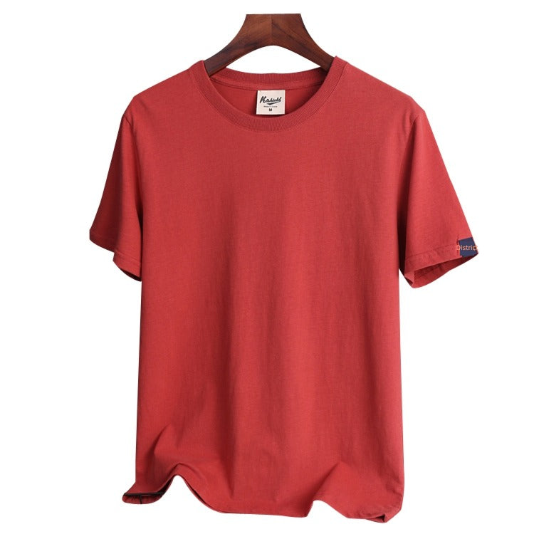 HK Trendy Washed Cotton Long Velvet Brushed Short Sleeve T-shirt