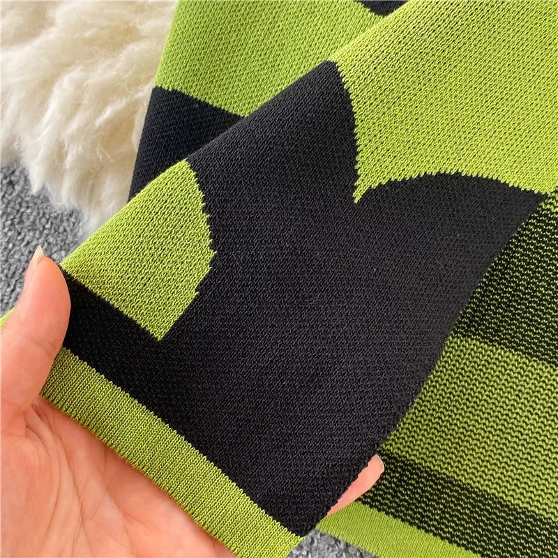 Vintage Striped Knitting Dress Women Elegant O-neck Sleeveless Slim Fit Bodycon Midi Dress Sexy Split Party Dress Summer Clothes