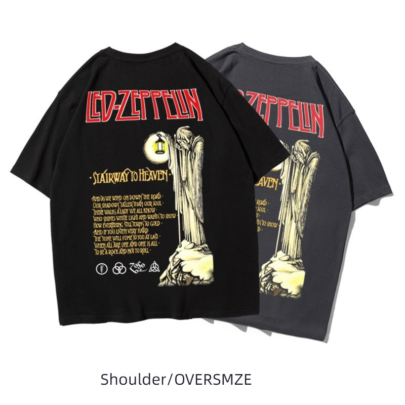 Heavy Drop-Shoulder Half-Sleeve Zeppelin T-shirt