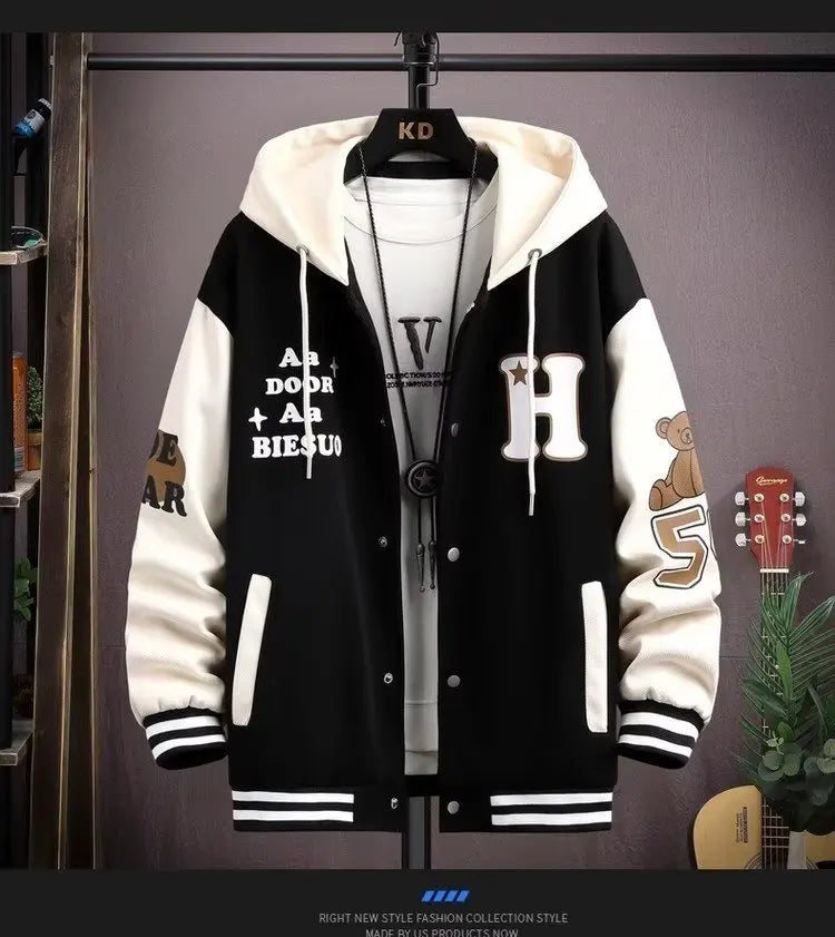 Spring and Autumn Men Outfit Set Korean Fashion Men Clothes Black Sweat Pants Hoodie Sweatsuit 2 Piece Set Daily Tracksuit Men