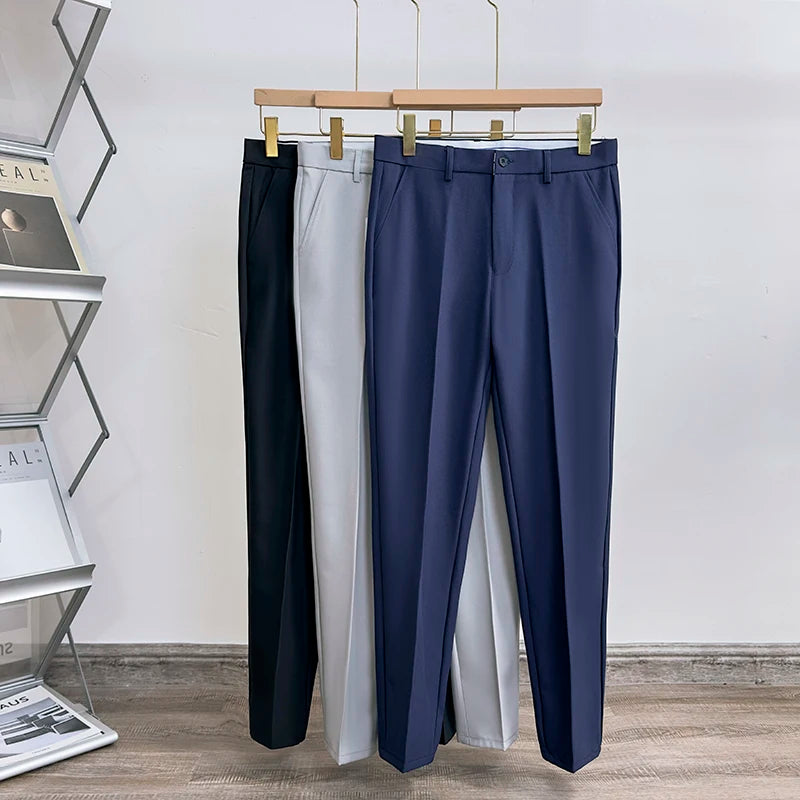 Korean Fashion Men's Pants 2023 New Classic Solid Color Draped Casual Business Suit Pants Male Brand Clothing