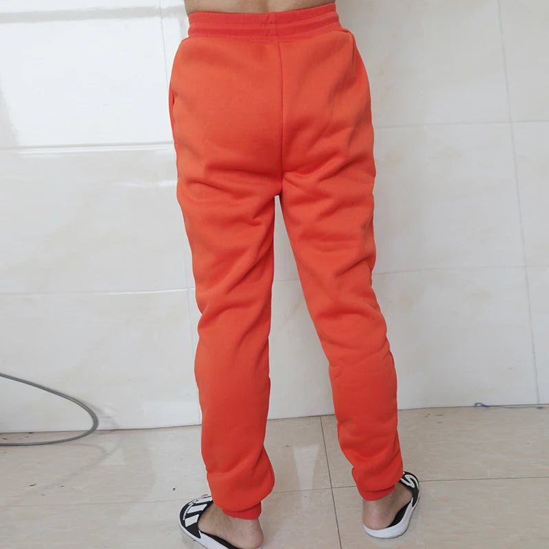 Men's Pants Sweatpants Women Joggers Orange Brown Winter Fleece Jogging Trousers Sportspants Casual Fashion Loose Black Red