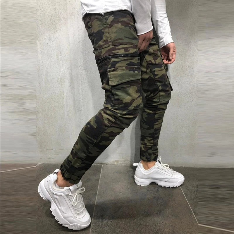 Men's Fashion Joggers Camouflage Jeans Youth Personality Slim Trend Jeans Trousers Spring and Autumn Cargo 2022 New Men's Pants