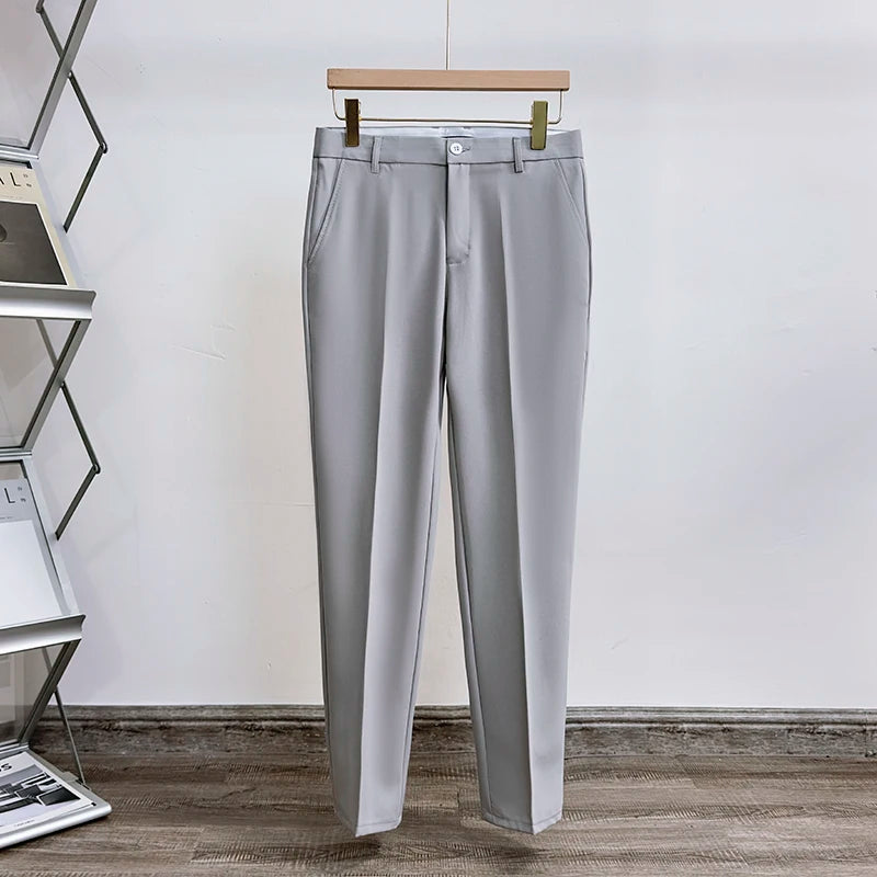 Korean Fashion Men's Pants 2023 New Classic Solid Color Draped Casual Business Suit Pants Male Brand Clothing