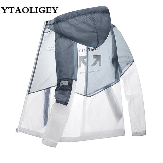 2023 Men's Summer UV Protection Skin Coats Thin Windbreaker Sunscreen Men Zipper Hooded Breathable Jacket Fashion Male Clothes