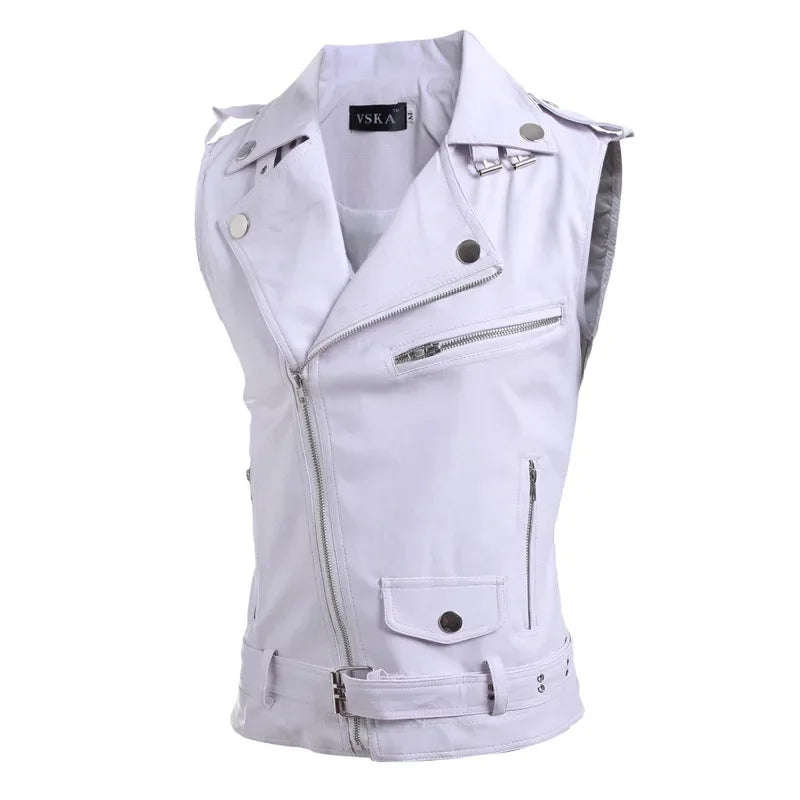 casual PU Men Vest Waistcoat Winter Jacket Turn-Down Vests Thicken Warm Coat Sleeveless Leather Clothes Male Clothing xx