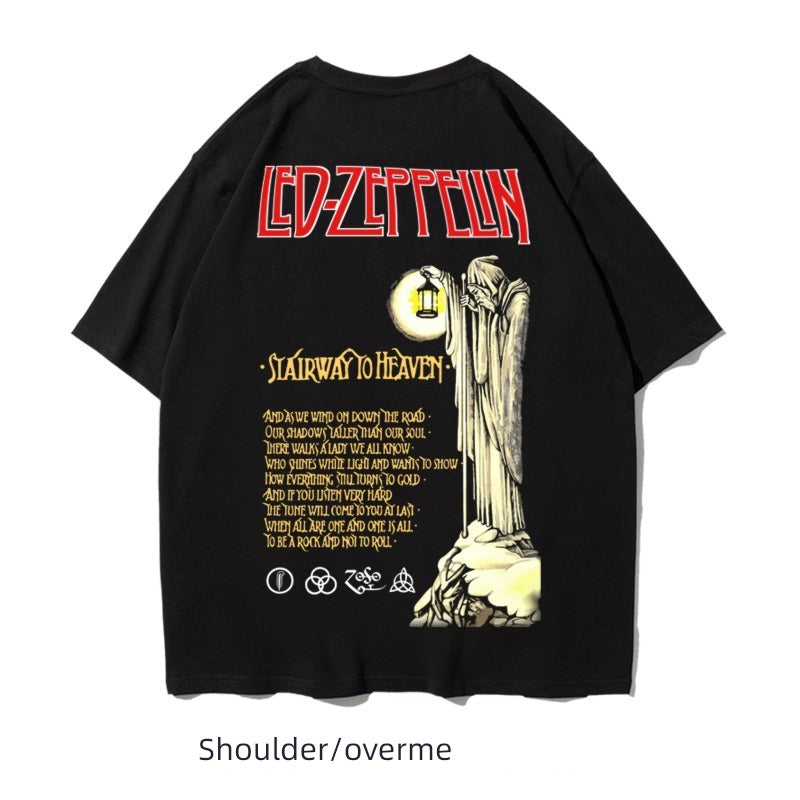 Heavy Drop-Shoulder Half-Sleeve Zeppelin T-shirt