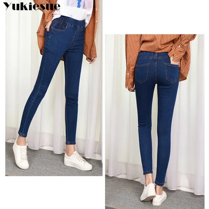 2022 Spring Summer clothes 5xl high Elastic Waist Stretch Ankle length push up mom Jeans for Women Skinny Pants Capris Jeans