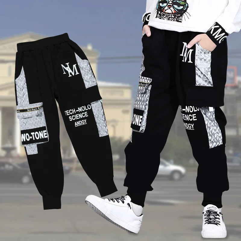 Fashionable Autumn Kids Sport Pants Loose Camouflage Joggers Pants for Big Boys Teenage Elastic Waist Trousers Spring Clothes