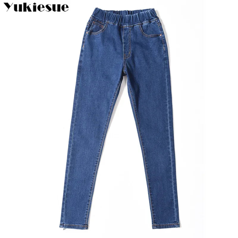 2022 Spring Summer clothes 5xl high Elastic Waist Stretch Ankle length push up mom Jeans for Women Skinny Pants Capris Jeans
