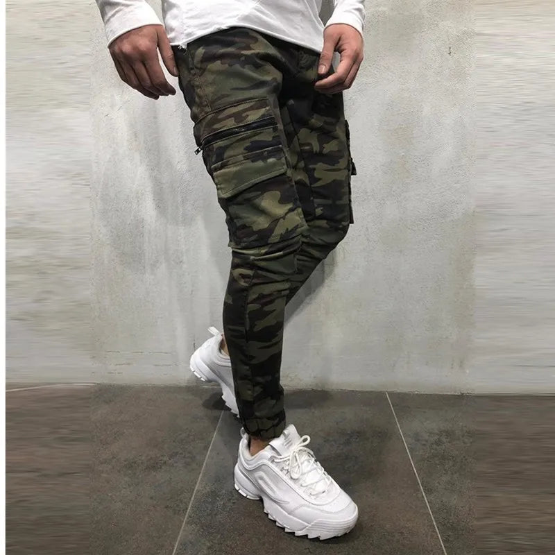 Men's Fashion Joggers Camouflage Jeans Youth Personality Slim Trend Jeans Trousers Spring and Autumn Cargo 2022 New Men's Pants