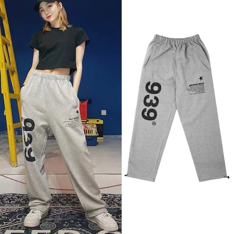 Korean Fashion Jogger Pants Women Spring Summer Jazz Hip Hop Oversize Sweatpants Kpop Dancing Y2K Clothes 939 Print Sports Pants