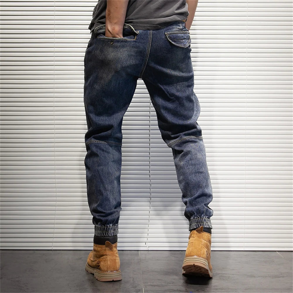 2022 New Hip Hop Harem Jeans Pants Men Loose Joggers Denim Casual Sweatpants Korea Ankle Length Trousers Streetwear Male Clothes