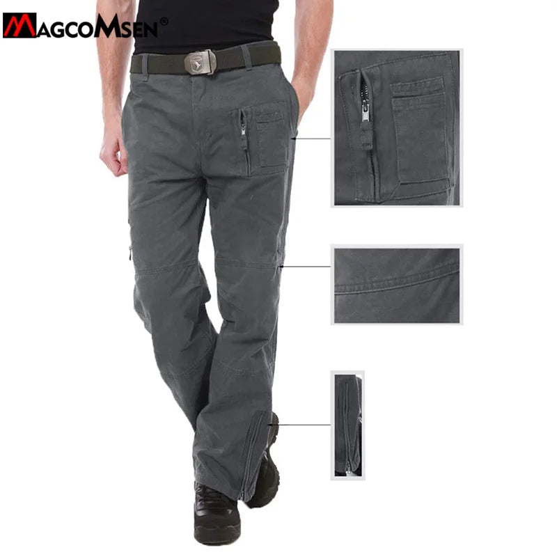 MAGCOMSEN Men's Pants 7 Pockets Urban Commuter Working Pants Vintage Biker Casual Trousers