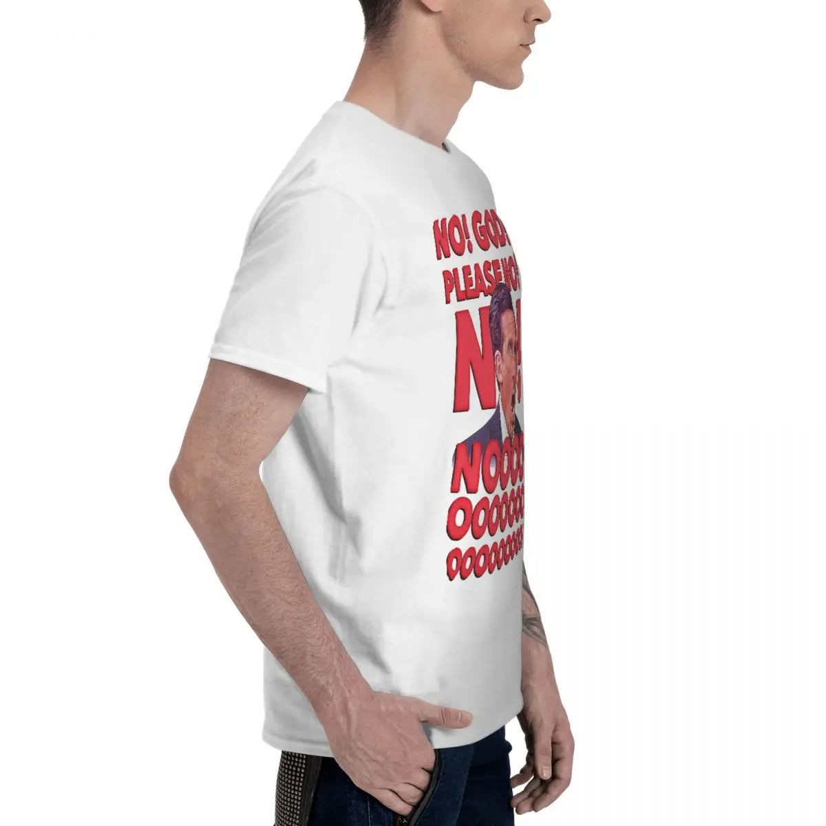 Michael Scott No God Please No Men T Shirts The Office Vintage Tees Short Sleeve Round Neck T-Shirt Cotton Gift Idea Clothing