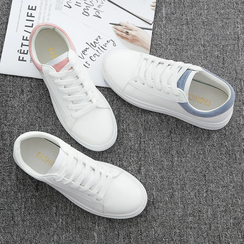 Women Casual Shoes 2018 Autumn Women Sneakers Fashion Breathable PU Leather Platform White Women Shoes Soft Footwears
