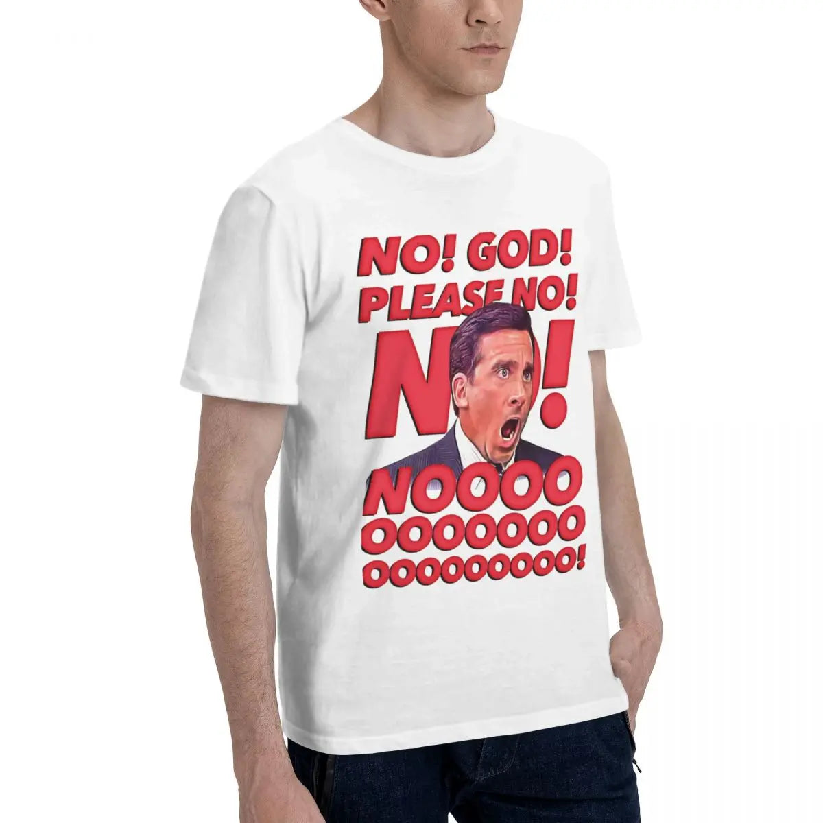 Michael Scott No God Please No Men T Shirts The Office Vintage Tees Short Sleeve Round Neck T-Shirt Cotton Gift Idea Clothing