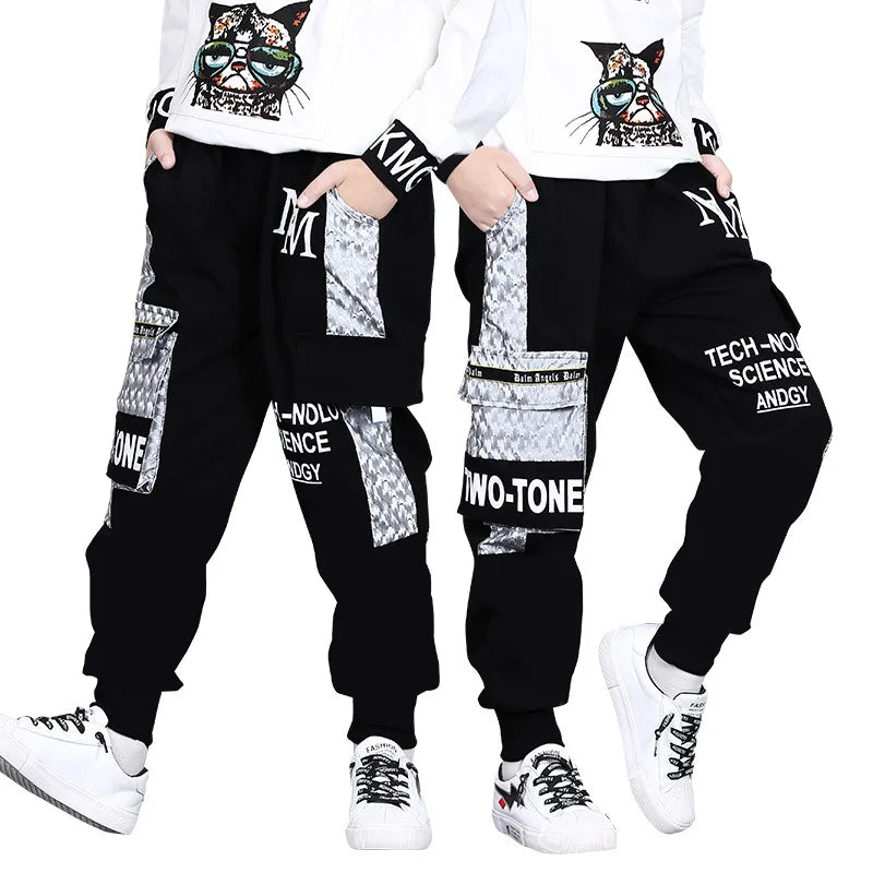 Fashionable Autumn Kids Sport Pants Loose Camouflage Joggers Pants for Big Boys Teenage Elastic Waist Trousers Spring Clothes