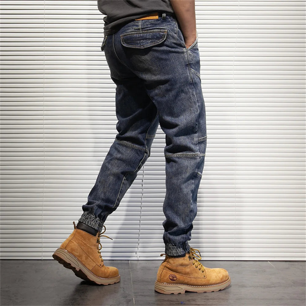 2022 New Hip Hop Harem Jeans Pants Men Loose Joggers Denim Casual Sweatpants Korea Ankle Length Trousers Streetwear Male Clothes