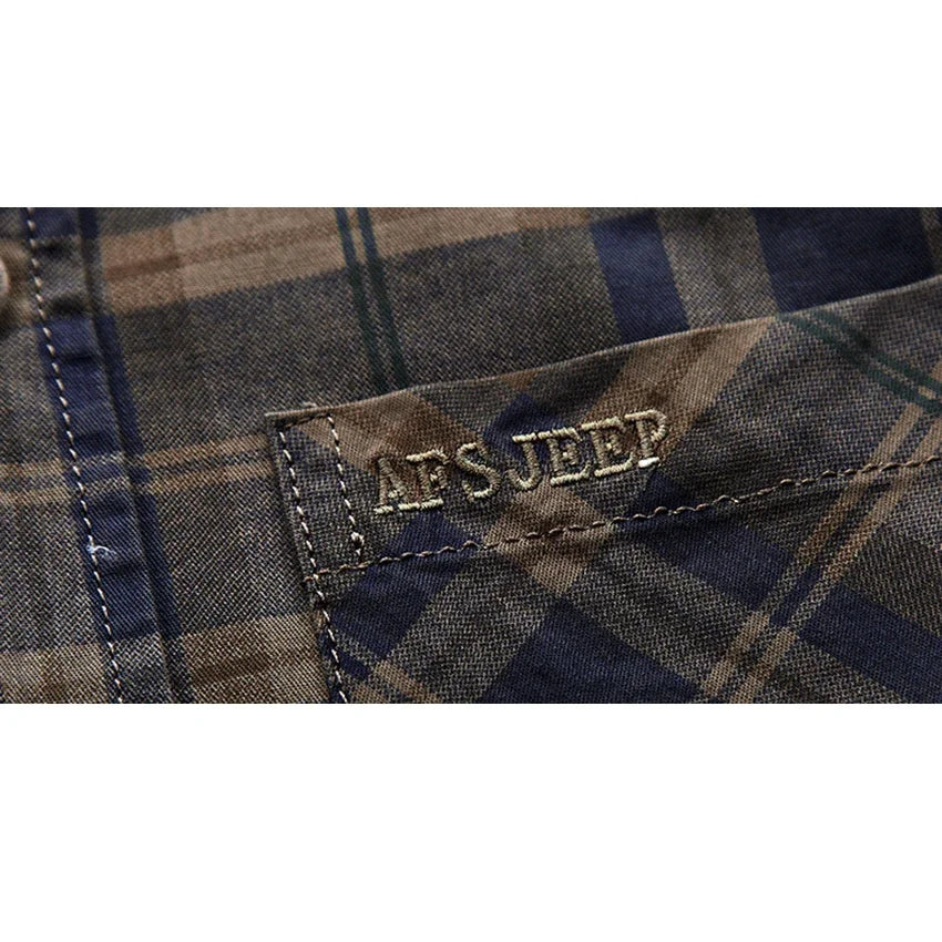 2023 New Brand Clothing Long Sleeve Plaid Shirts Men Spring Clothes Cotton Casual Cargo Male Shirt Breathable Men Military Shirt