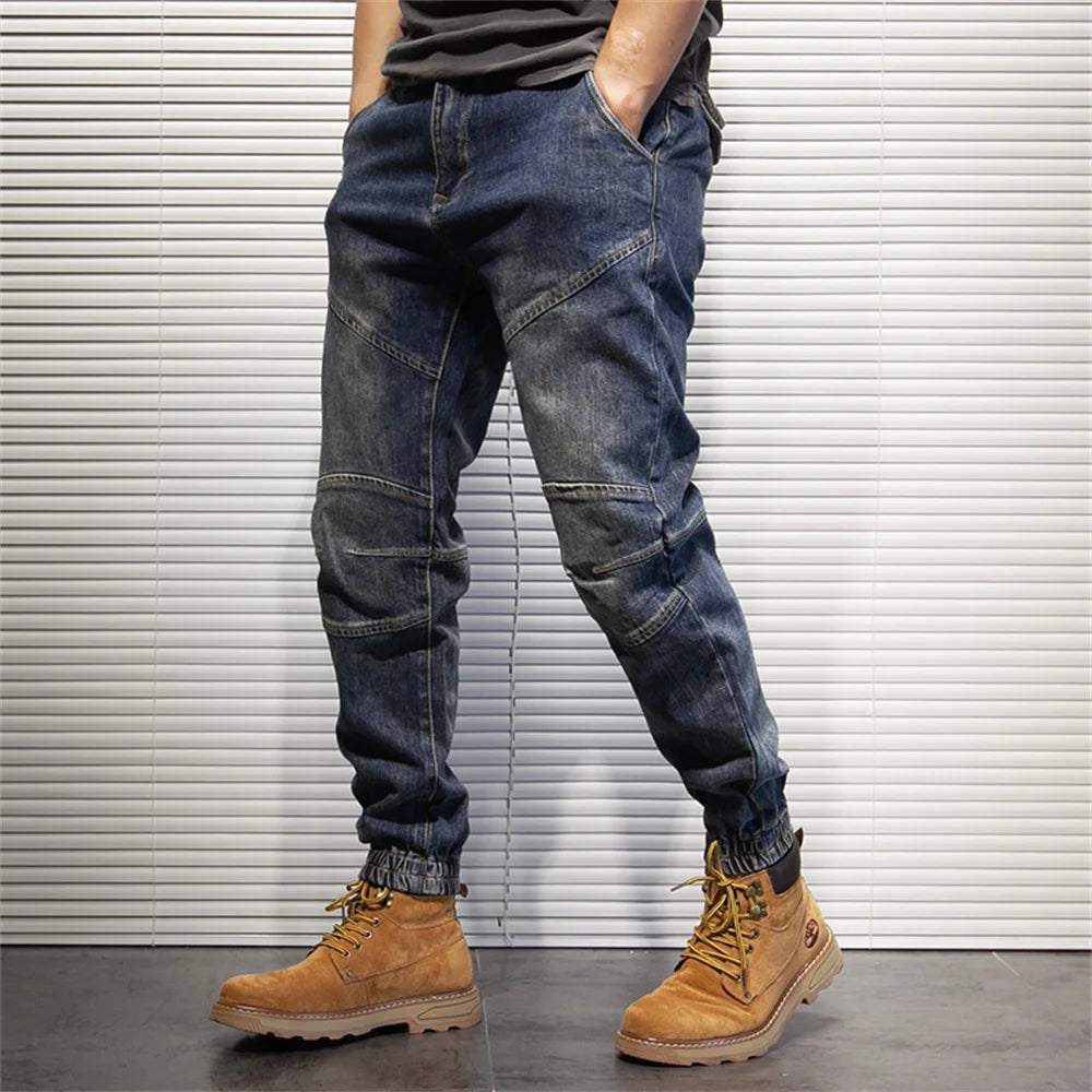 2022 New Hip Hop Harem Jeans Pants Men Loose Joggers Denim Casual Sweatpants Korea Ankle Length Trousers Streetwear Male Clothes
