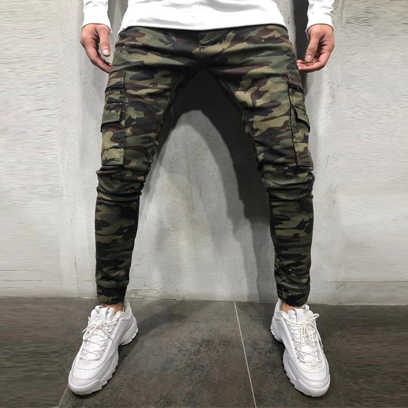 Men's Fashion Joggers Camouflage Jeans Youth Personality Slim Trend Jeans Trousers Spring and Autumn Cargo 2022 New Men's Pants