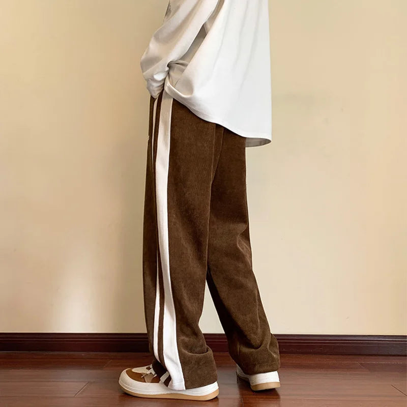 Baggy Striped Sweatpants for Men Straight-Leg Pants Fashion Hip Hop Streetwear Harajuku Trousers Casual Bottoms Y2K Male Clothes