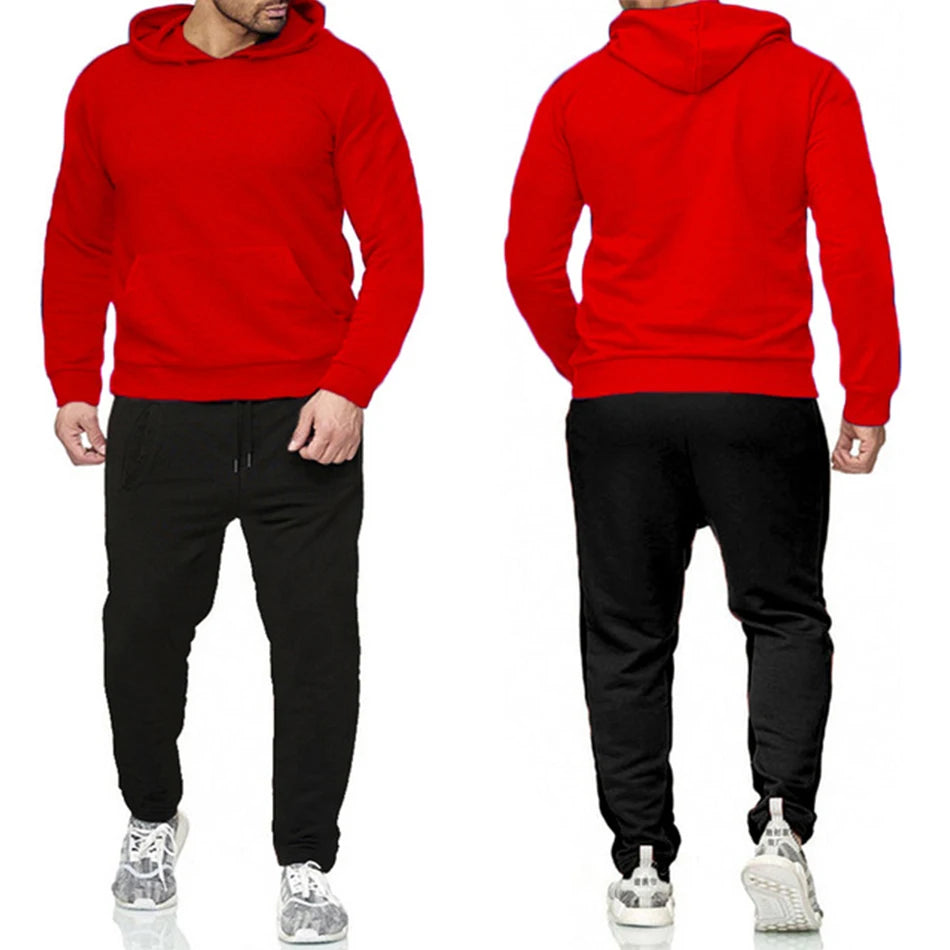 Custom Logo Fashion Men's Hoodies+Sweatpant 2 Pieces Sets Men Tracksuit Sportswear Male Pullover Sweatshirts Outfits