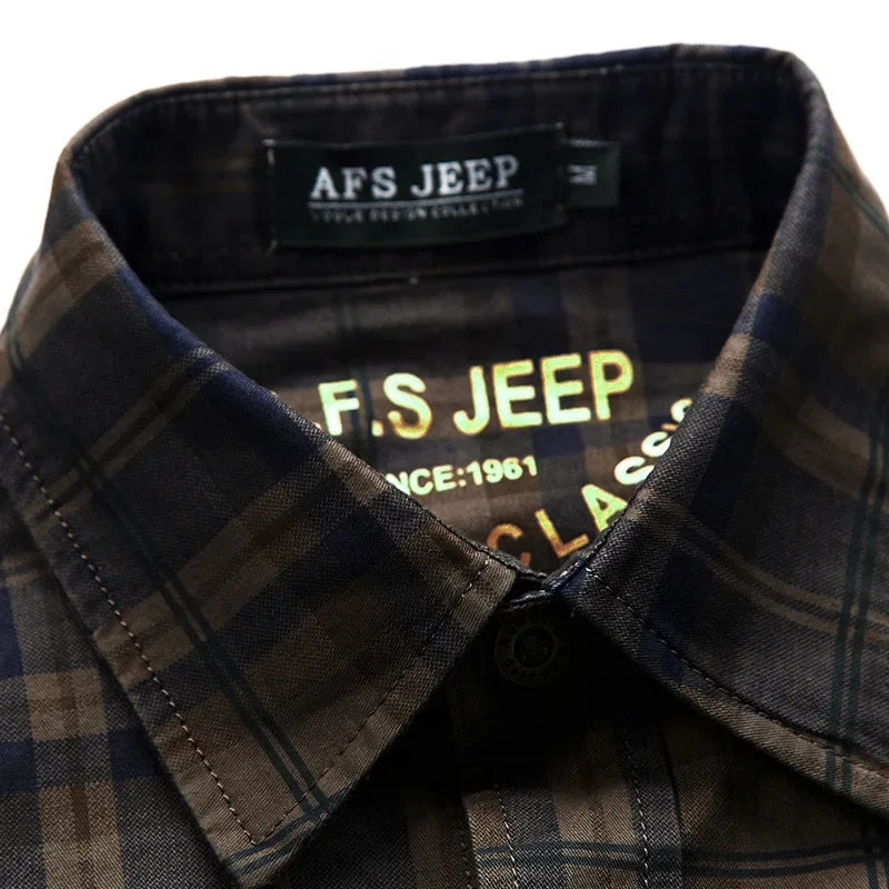 2023 New Brand Clothing Long Sleeve Plaid Shirts Men Spring Clothes Cotton Casual Cargo Male Shirt Breathable Men Military Shirt