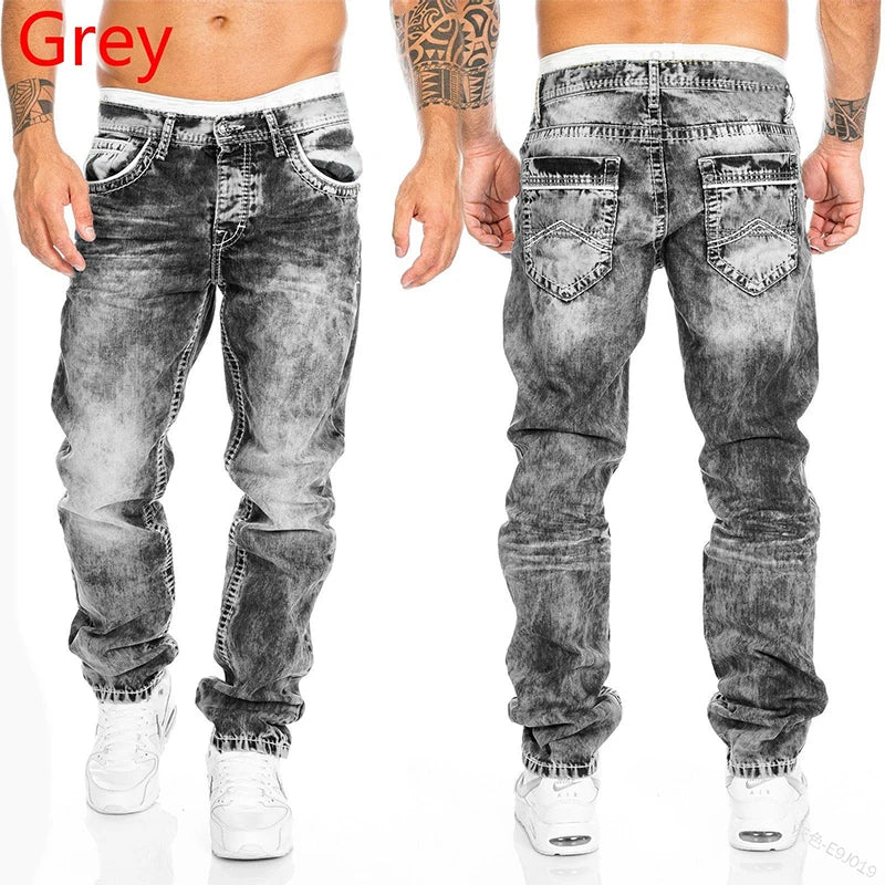 New Men's Jeans Fashion Classic Blue Black Premium Loose Wide Leg Pants Business Casual Brand Men's Pants Workwear Men джинсы