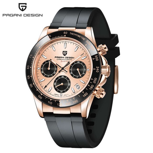 PAGANI DESIGN Top Brand New Men Quartz Wristwatch Luxury Sapphire Glass Sports Watch Rubber Strap Chronograph Watch Men Relogio