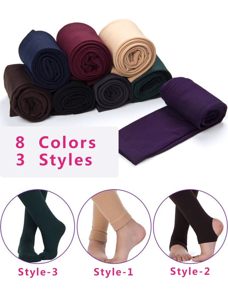 VISNXGI Winter Thin Velvet Leggings Warm Slim Solid Colors Pants Autumn Women Clothes Knitte Pantynose Elastic Tight 3 Styles