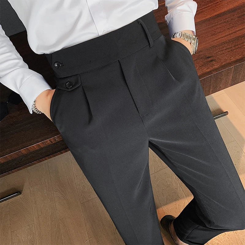 British Dress Pants For Men Clothing 2024 Fashion High Waist Men's Pants Elegant Business Formal Wear Men Trousers High Quality
