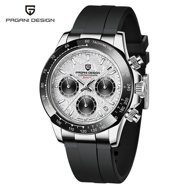 PAGANI DESIGN Top Brand New Men Quartz Wristwatch Luxury Sapphire Glass Sports Watch Rubber Strap Chronograph Watch Men Relogio
