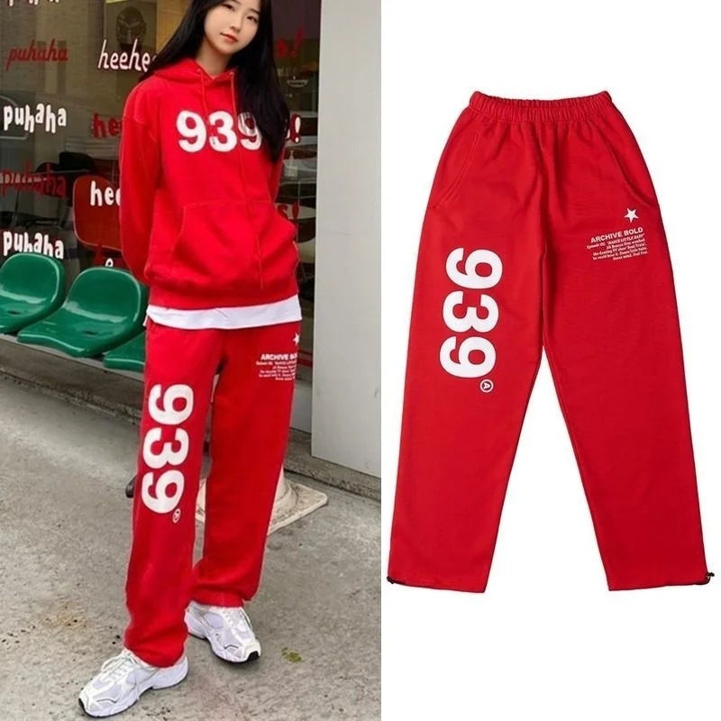 Korean Fashion Jogger Pants Women Spring Summer Jazz Hip Hop Oversize Sweatpants Kpop Dancing Y2K Clothes 939 Print Sports Pants