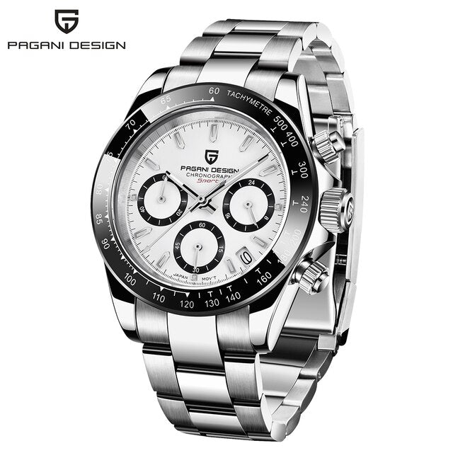PAGANI DESIGN Top Brand New Men Quartz Wristwatch Luxury Sapphire Glass Sports Watch Rubber Strap Chronograph Watch Men Relogio